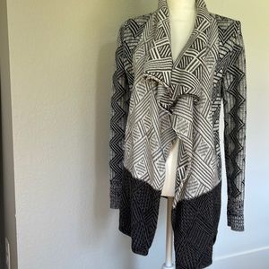 Lucky Brand Mixed Design Long Sleeve Cardigan